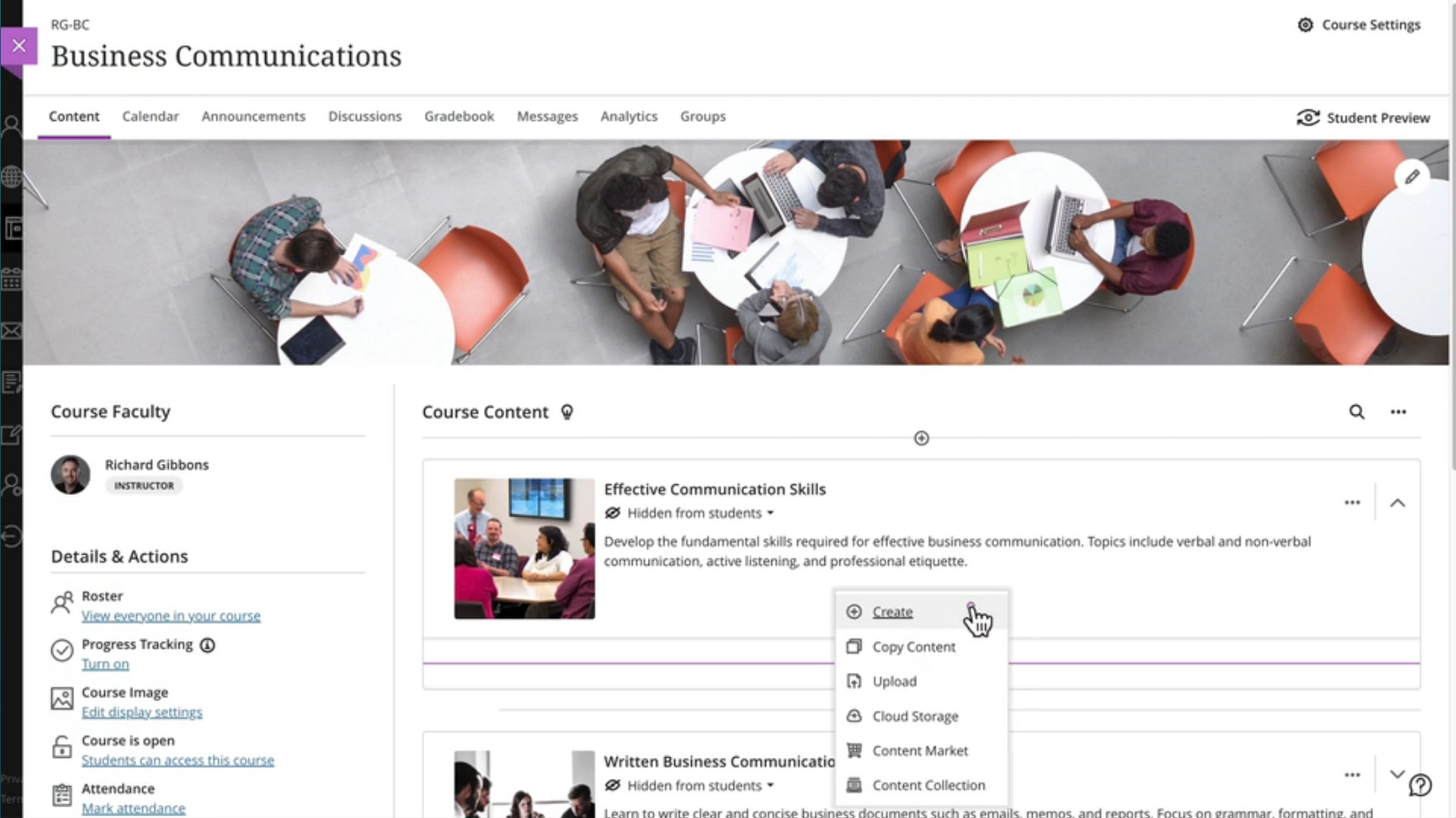 Blackboard Ultra interface